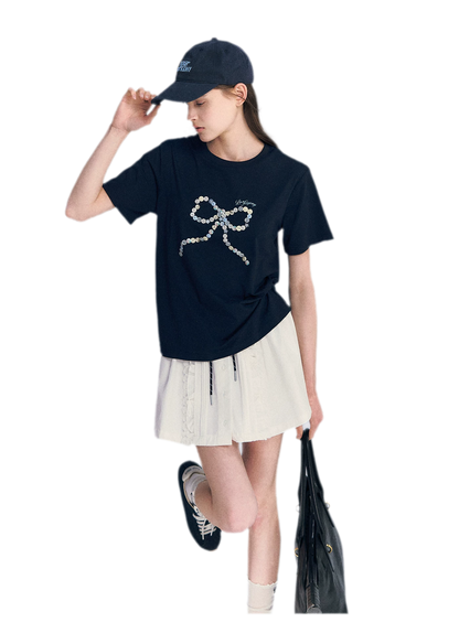 Hand-Sewn Bow T-Shirt
