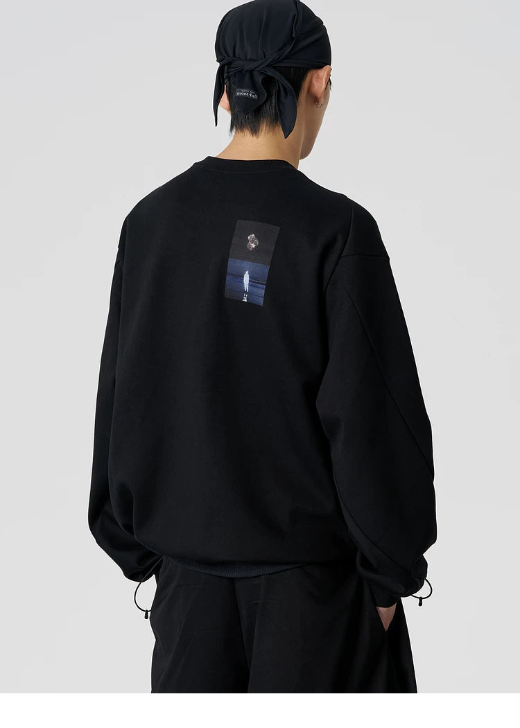 Twisted Sleeve Drawstring Sweatshirt