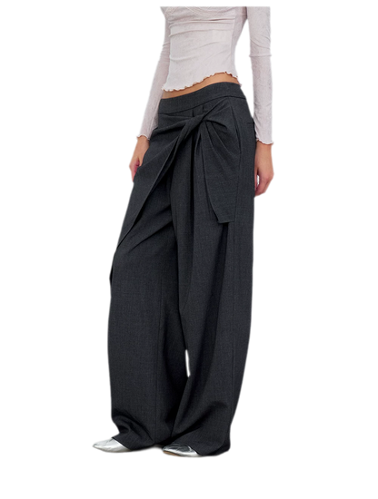 Twisted Overlay Wide-Leg Trousers