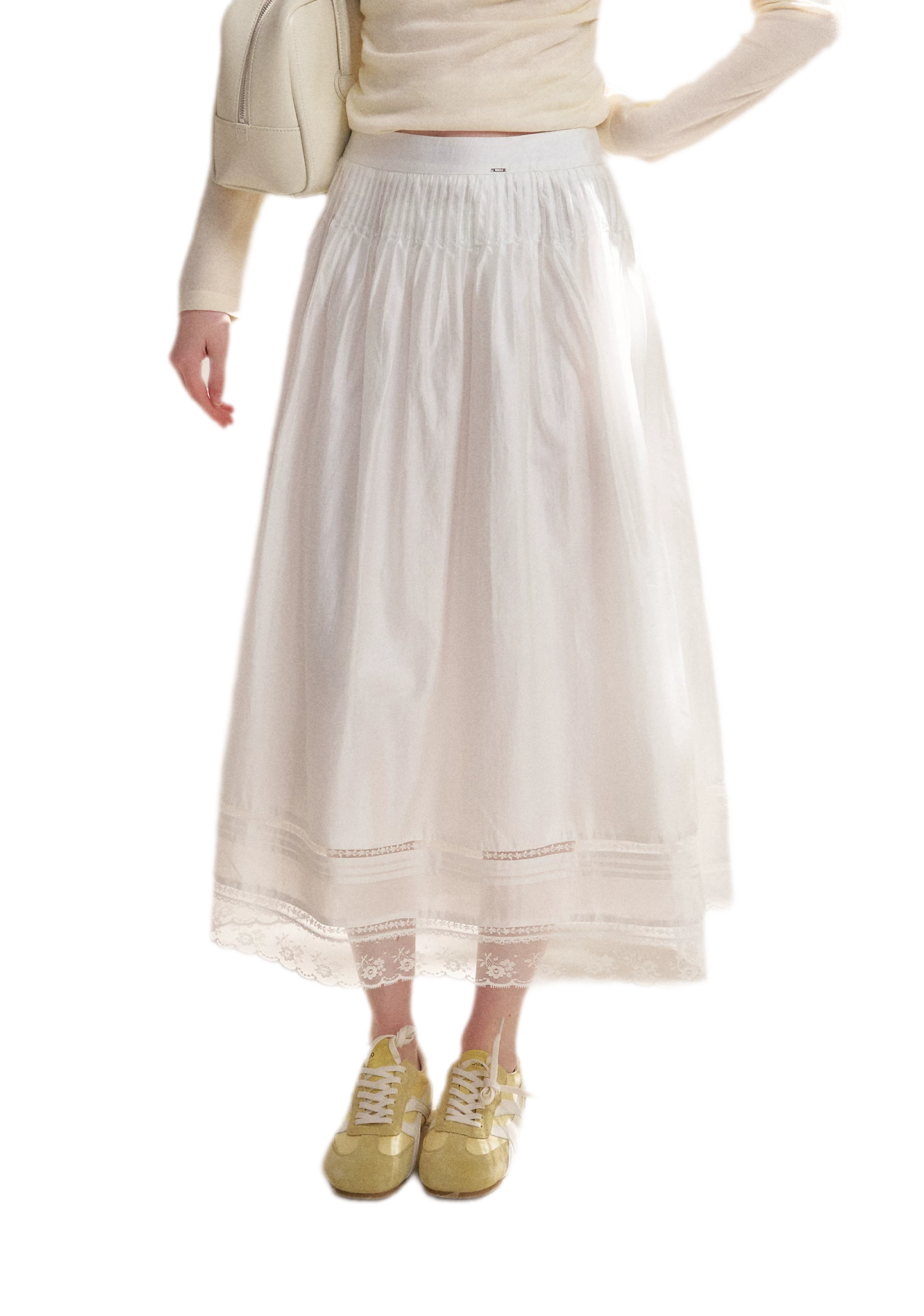 Lyocell Lace Pleated Skirt