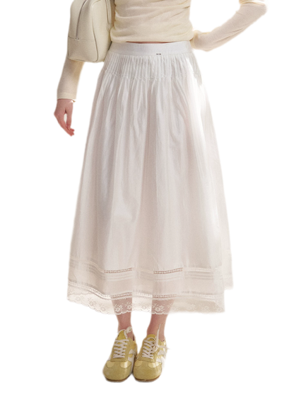 Lyocell Lace Pleated Skirt