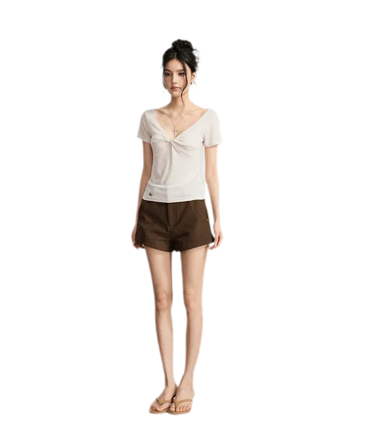V-Neck Ruched Summer Top