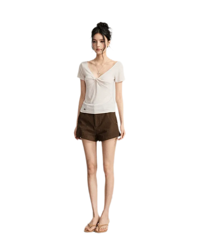 V-Neck Ruched Summer Top