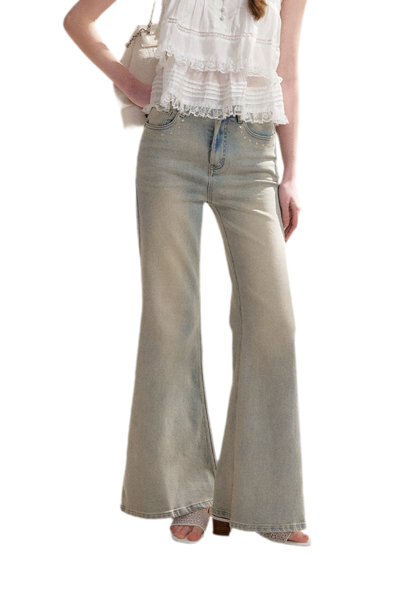 Five-Petal Sequin Flare Jeans