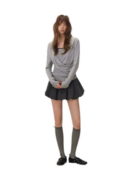 Cross Hooded Long Sleeve Top
