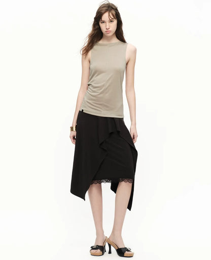 Lyocell Asymmetric Lace Skirt
