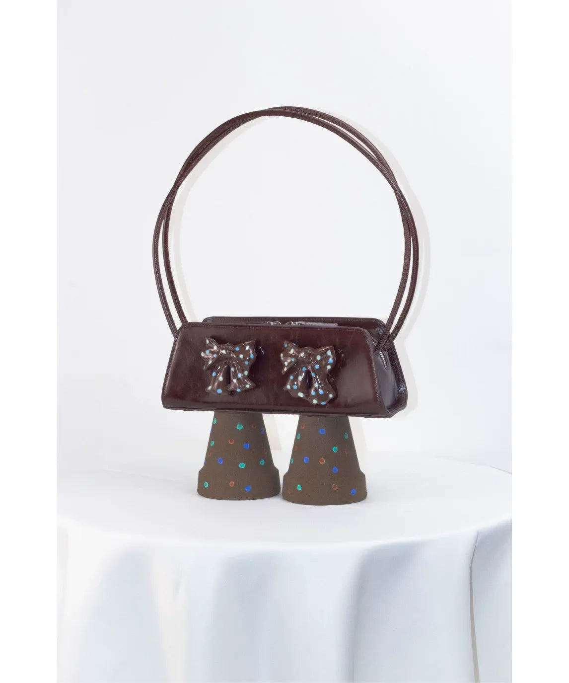 Ceramic Bow Leather Shoulder Bag