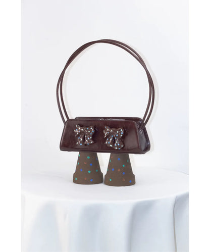 Ceramic Bow Leather Shoulder Bag