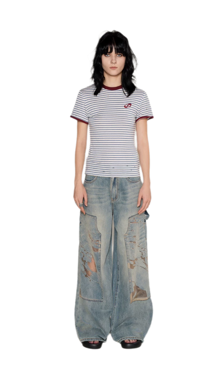 Lyocell Contrast Ribbed T-Shirt
