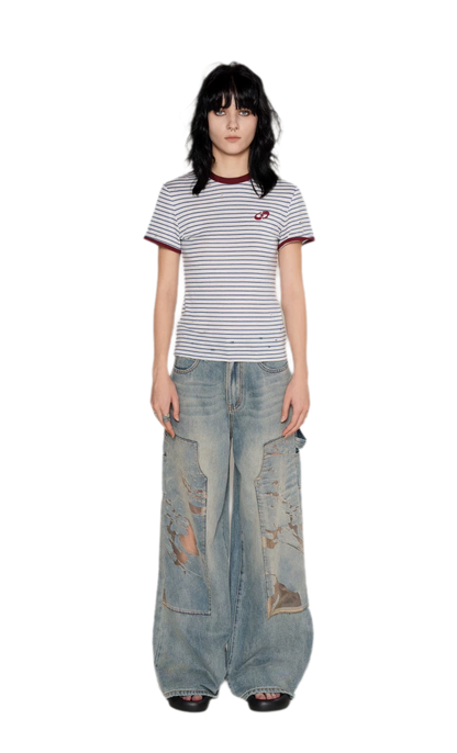 Lyocell Contrast Ribbed T-Shirt