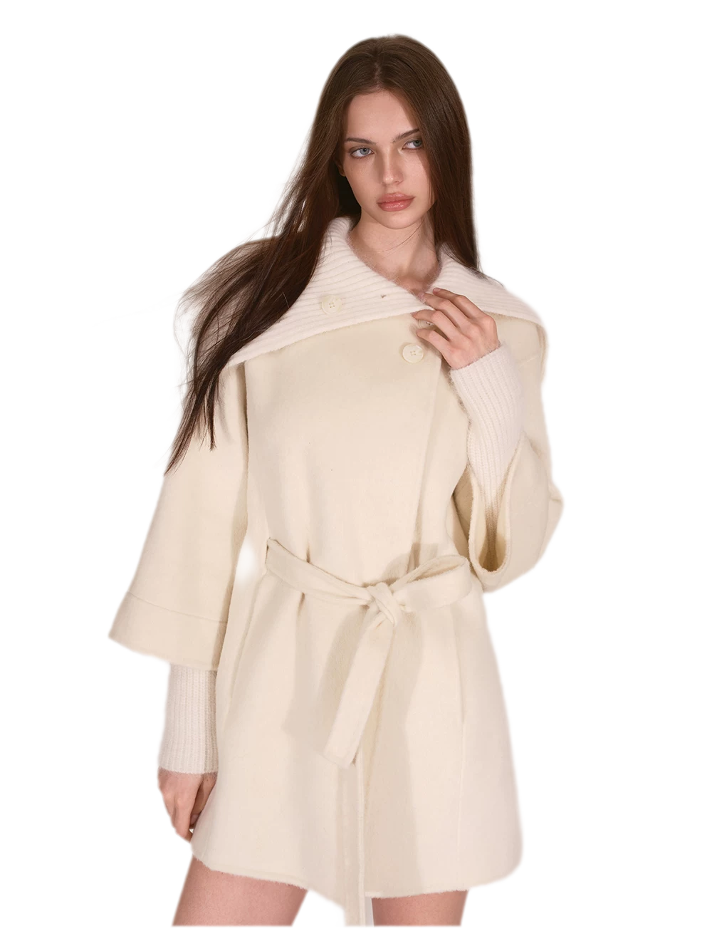 Double-Faced Asymmetric Wool Coat