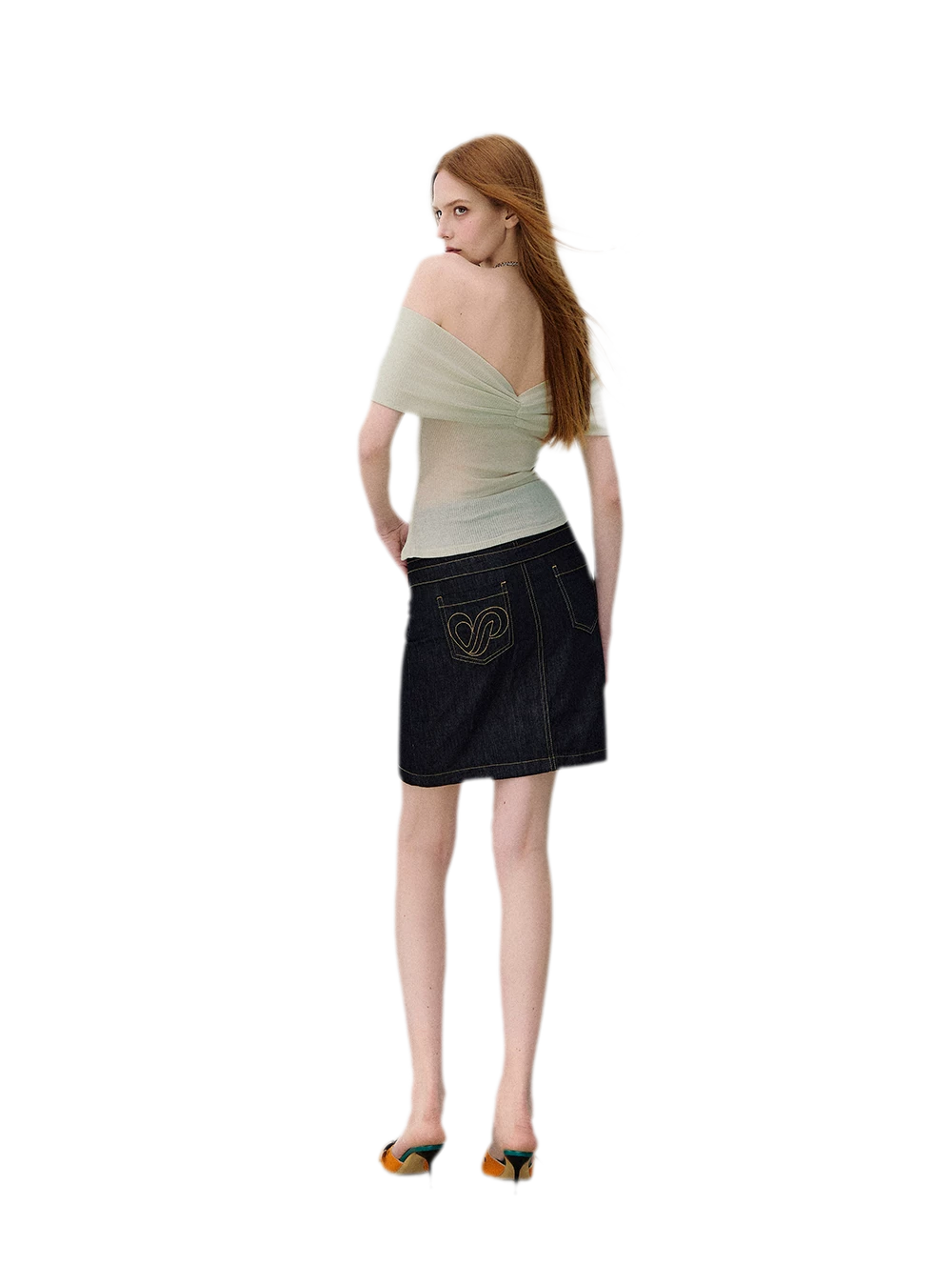 Off-Shoulder Ribbed Twist T-Shirt