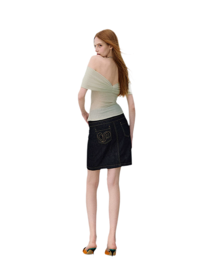 Off-Shoulder Ribbed Twist T-Shirt
