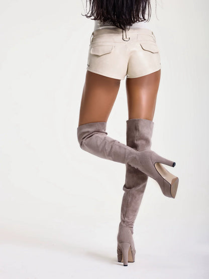 Suede Slouchy Over-Knee Boots