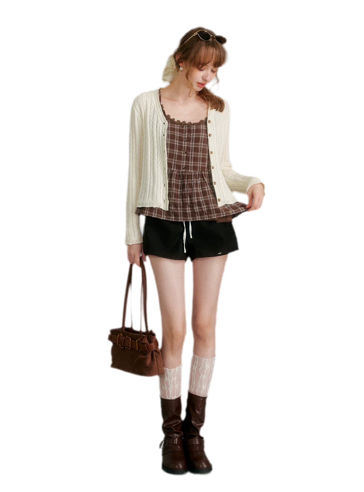 Textured Plaid Lace Top