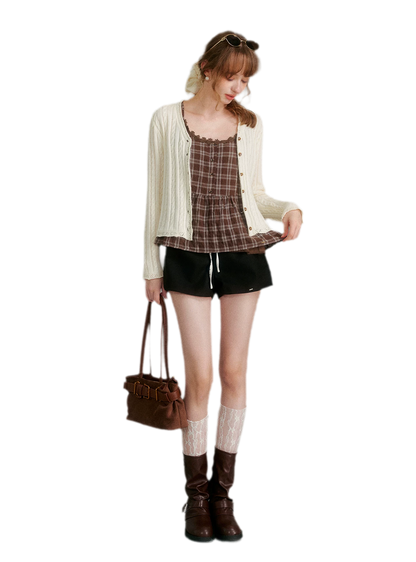 Textured Plaid Lace Top