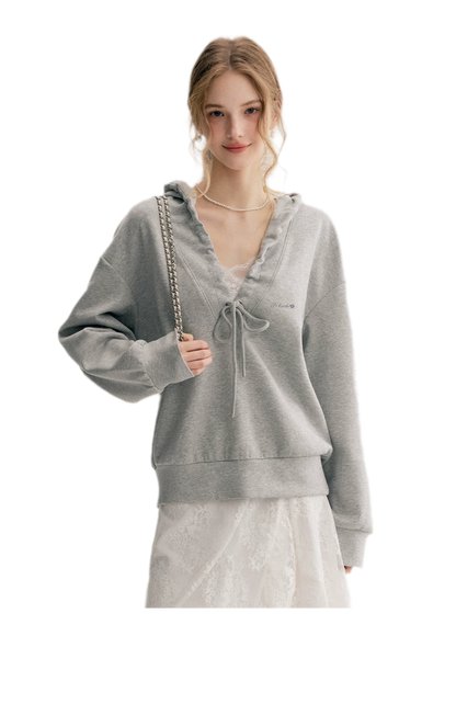 Cotton-Feel Ruched Oversized Hoodie