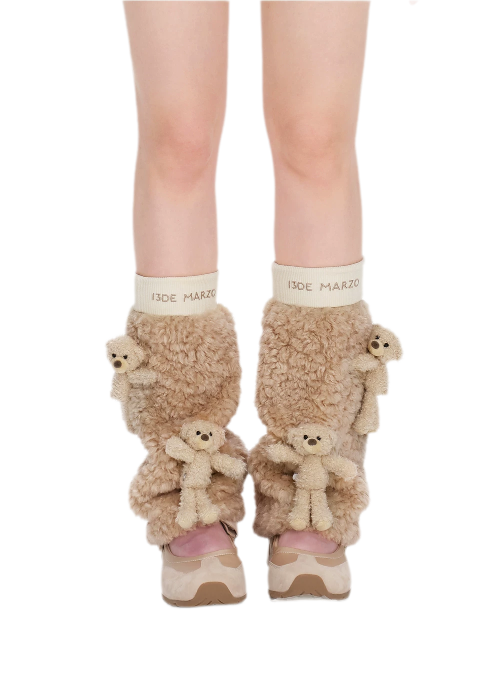 Plush Bear Appliqué Leg Warmers