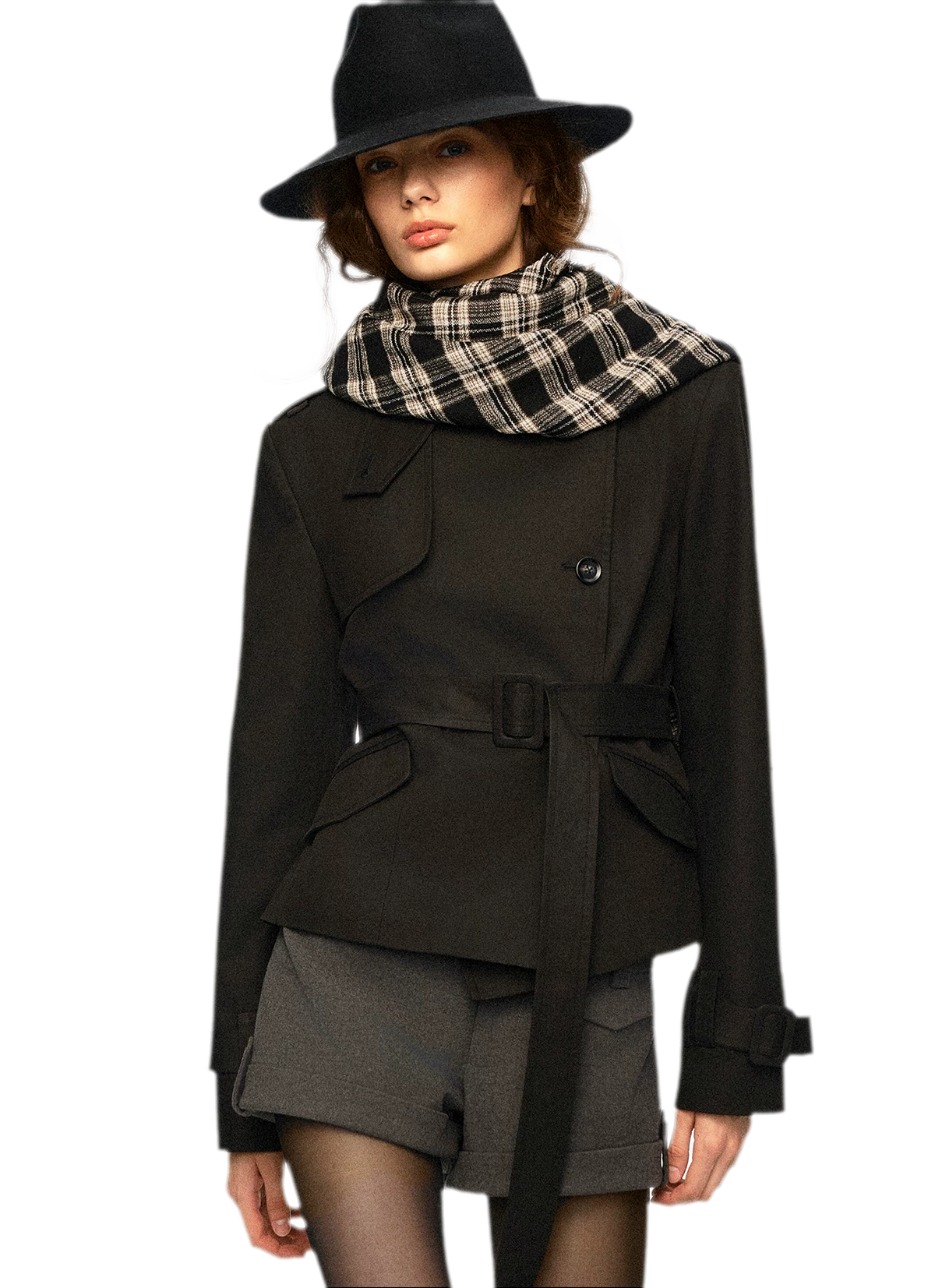 Wool Plaid Fringed Scarf