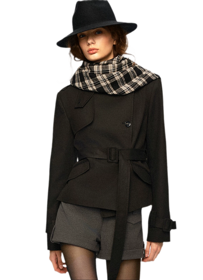 Wool Plaid Fringed Scarf
