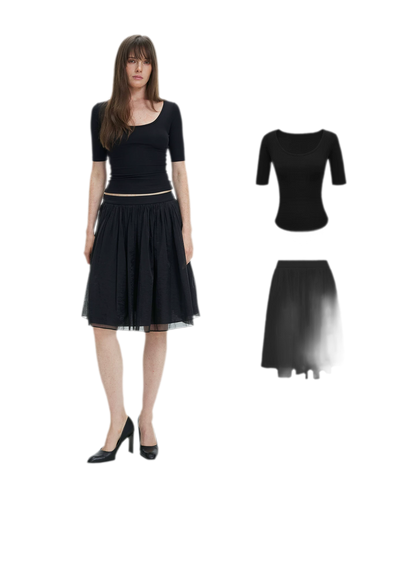 Pleated Chiffon Midi Skirt