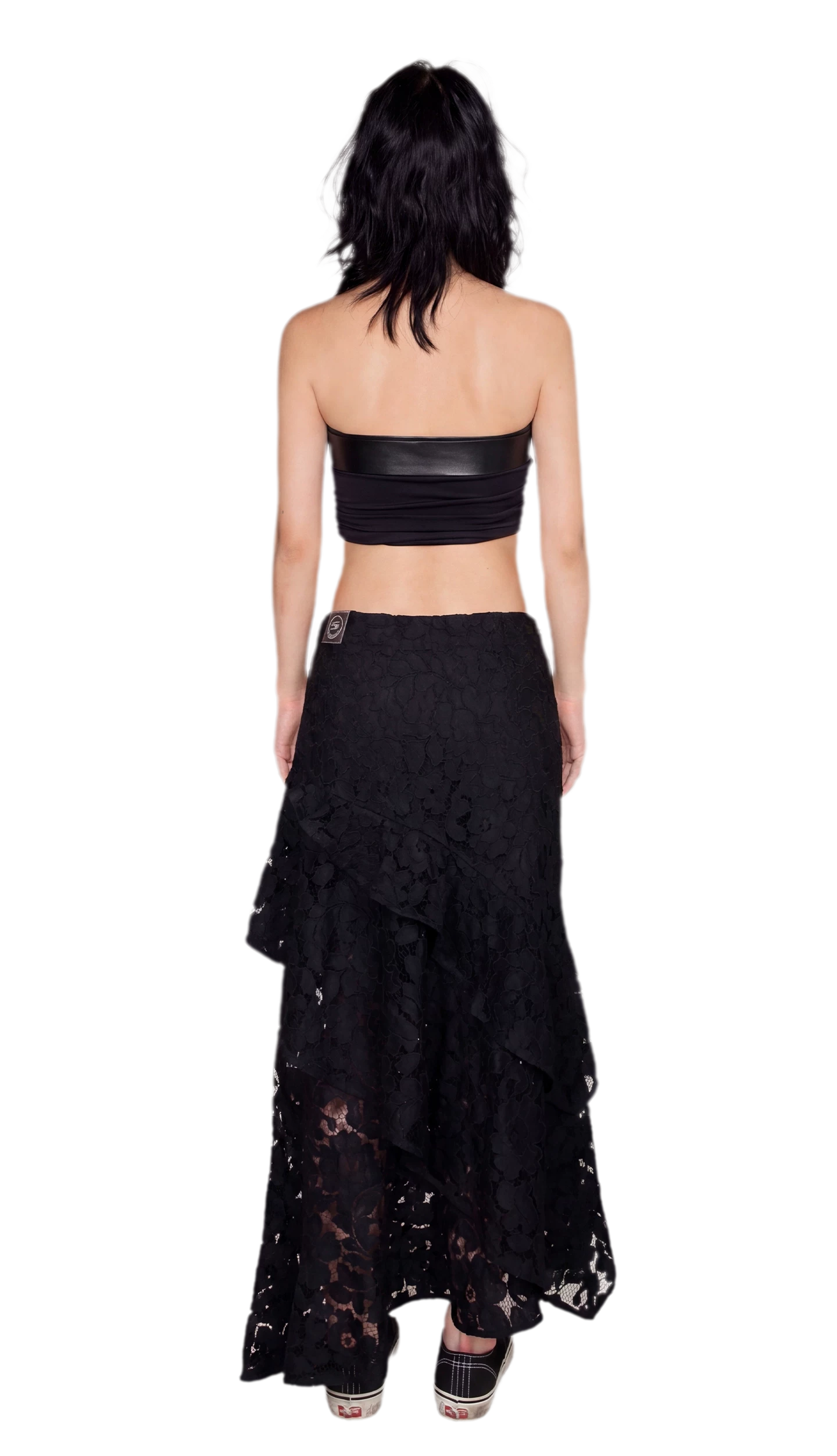 Spray-Dyed Lace Asymmetric Skirt