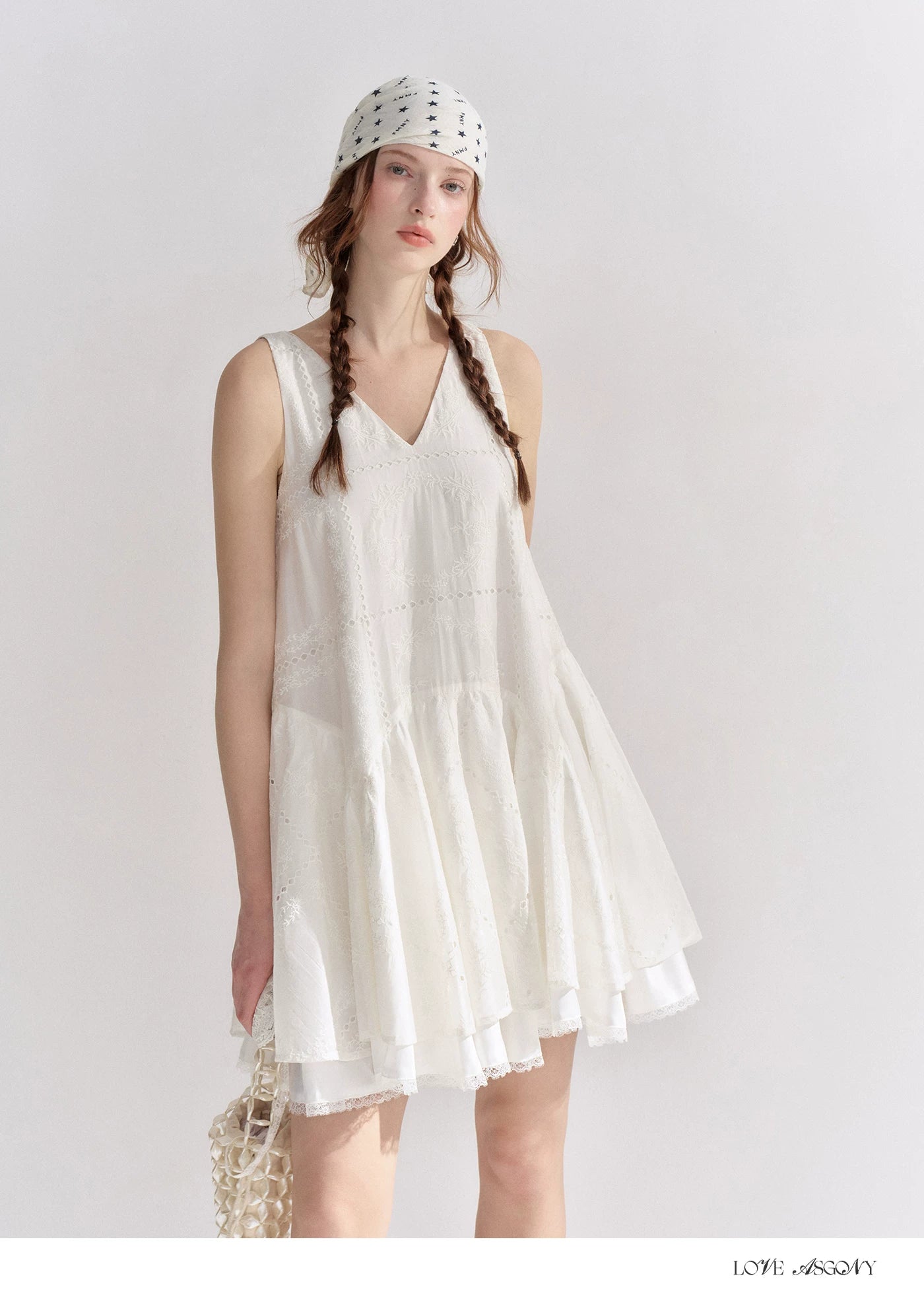 Soft White Embroidered Sleeveless Dress