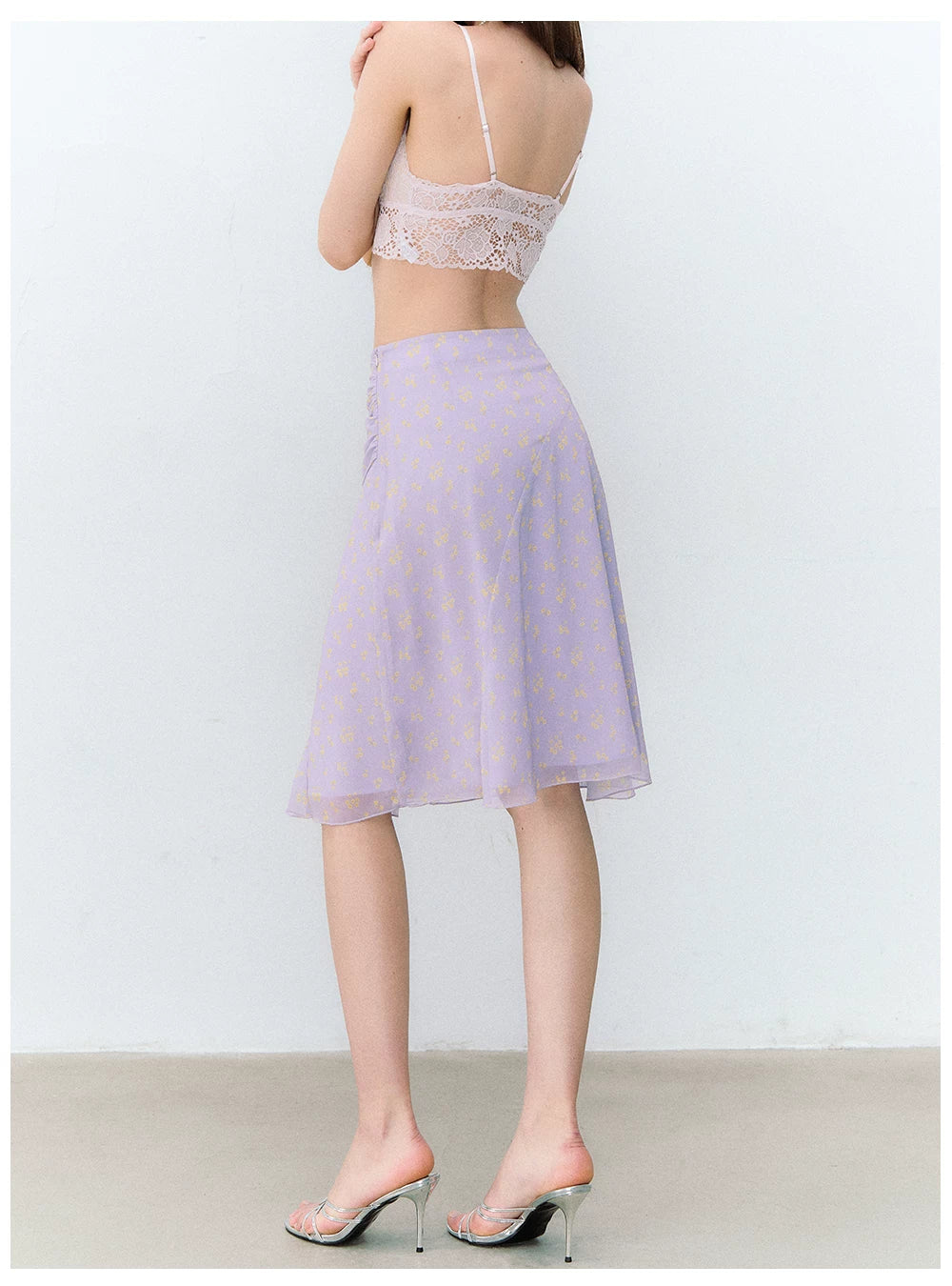 French Style Floral Chiffon Skirt