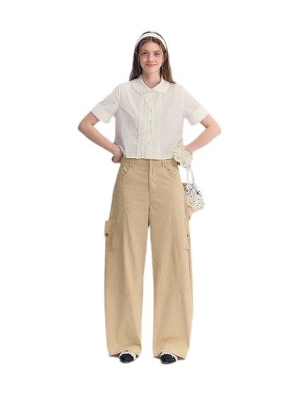 Lace Collar Cotton Shirt