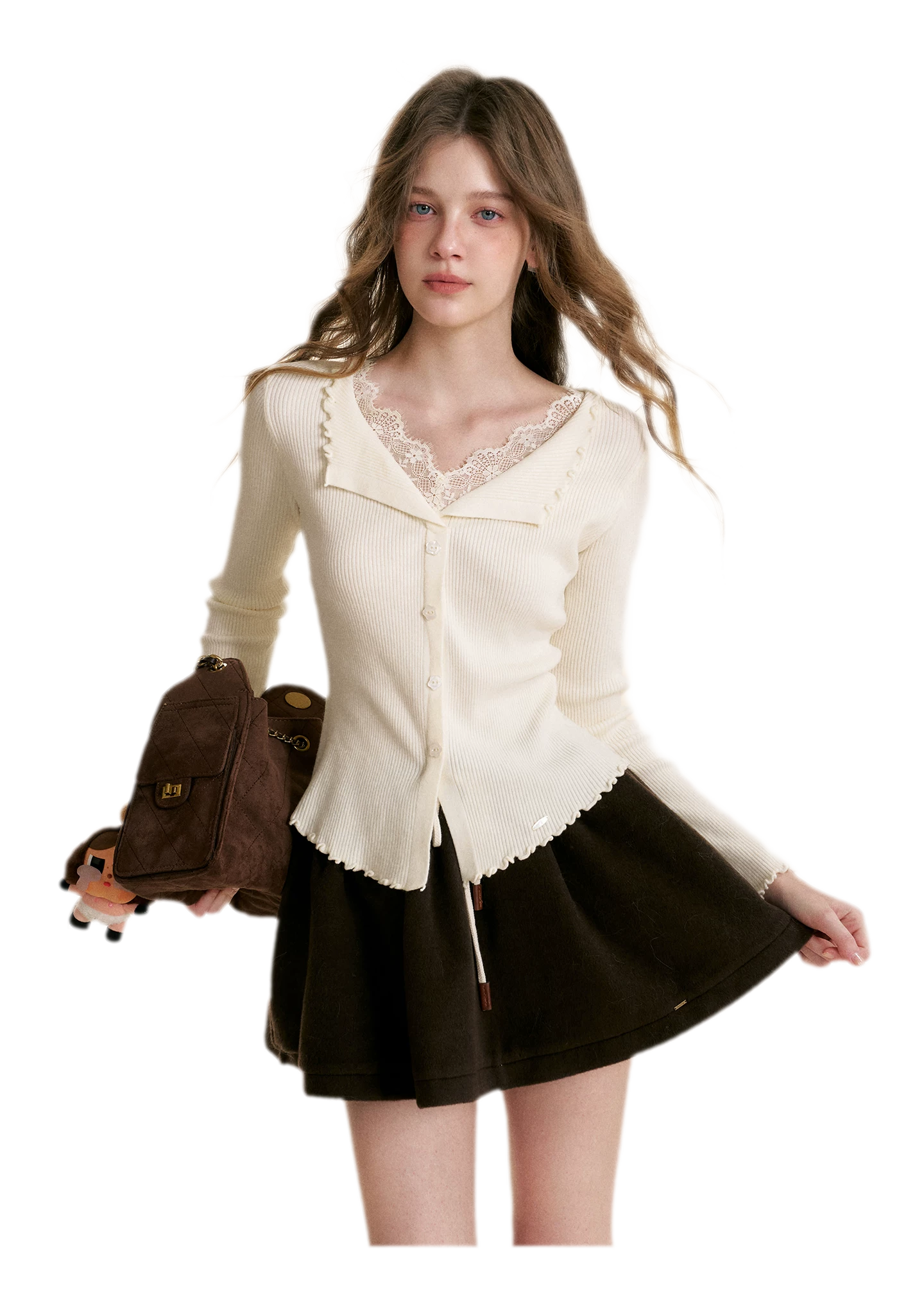 Lace Trim Knit Cardigan