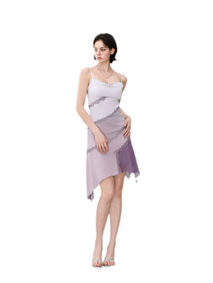 Asymmetric Satin Cami Dress