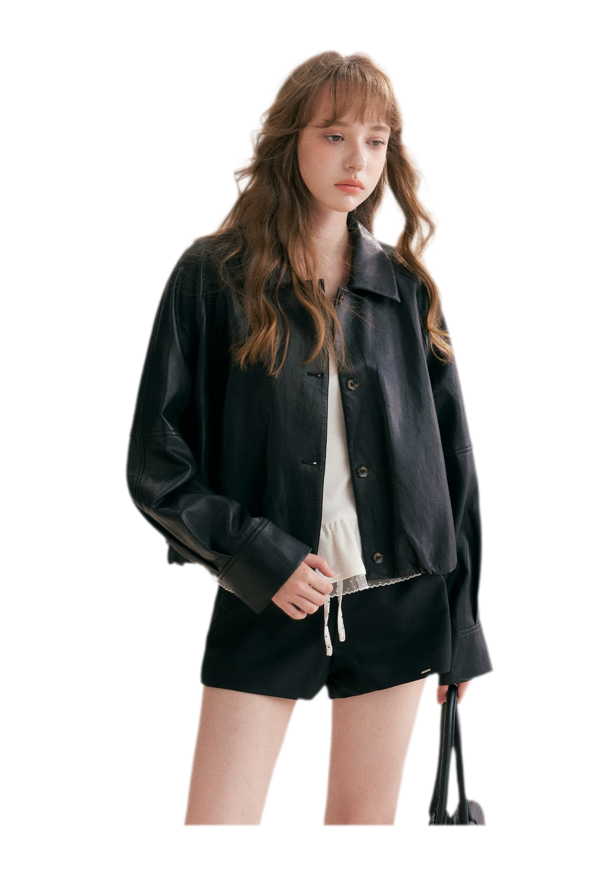 Matte Faux Leather Relaxed Jacket