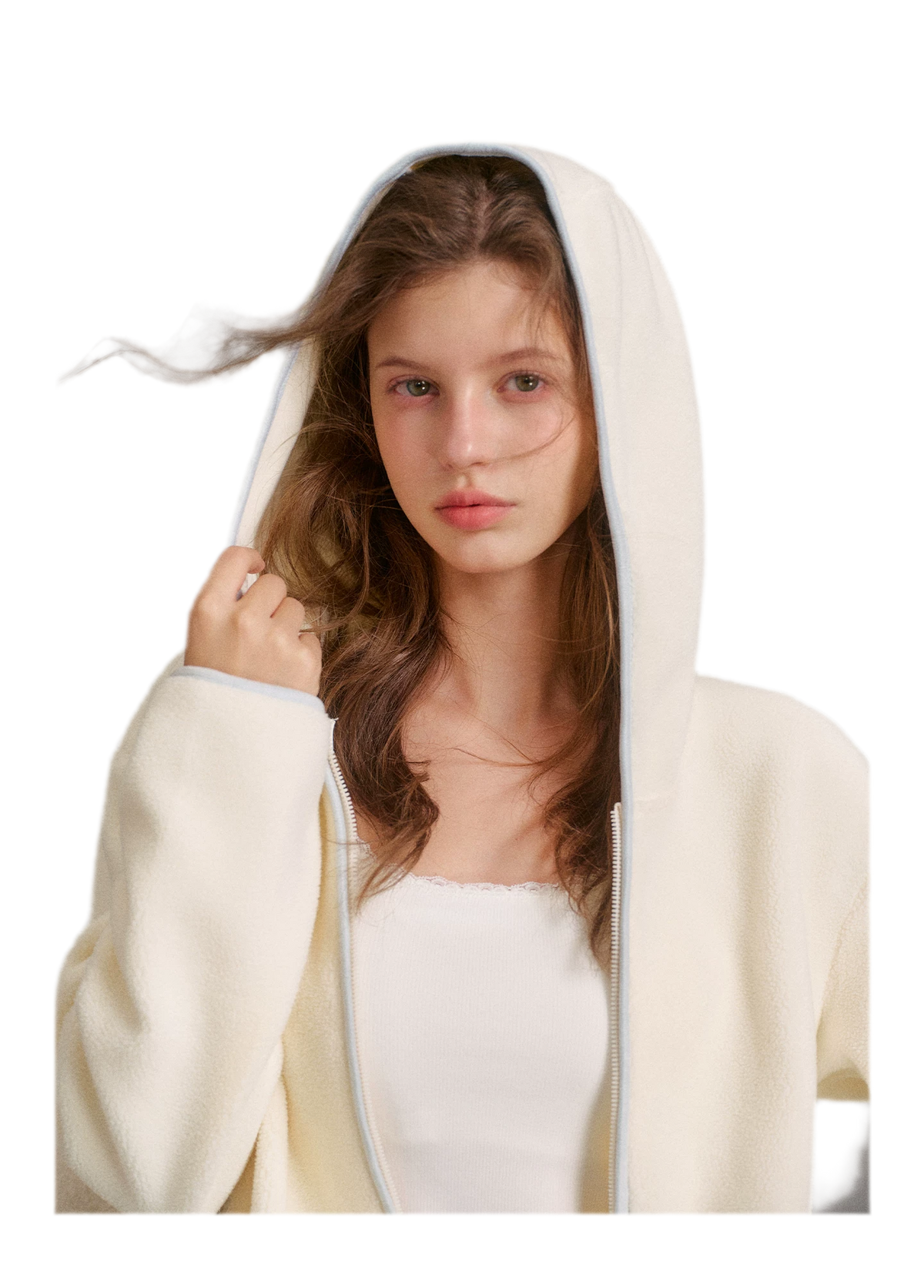 Sweat-shirt à capuche en polaire contrastée