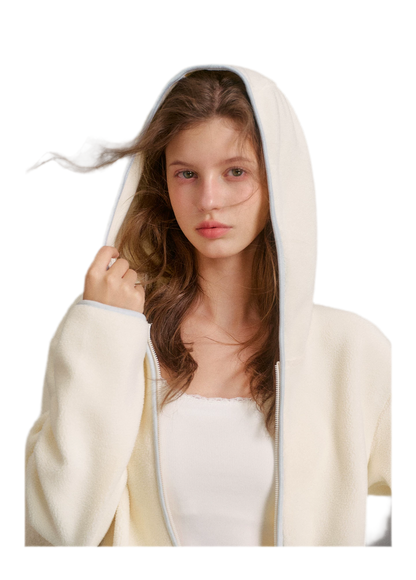 Sweat-shirt à capuche en polaire contrastée