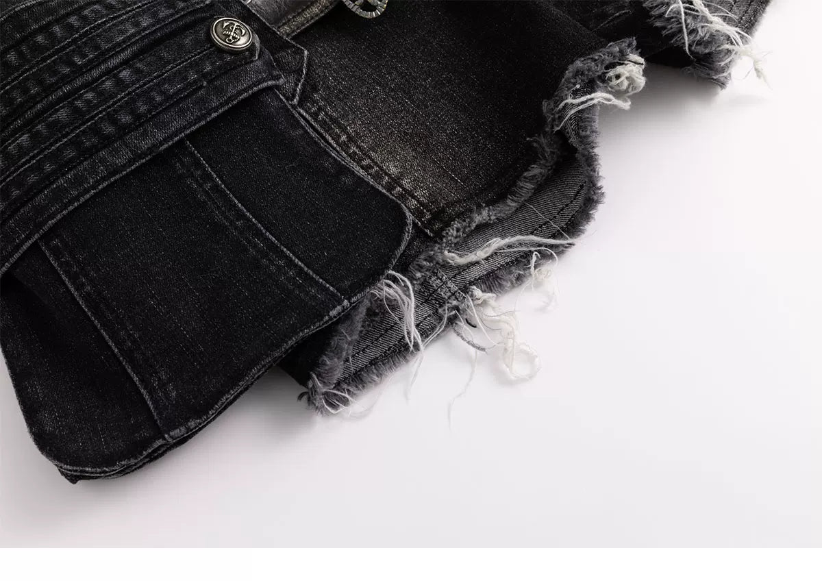 Leather Belt Denim Shorts