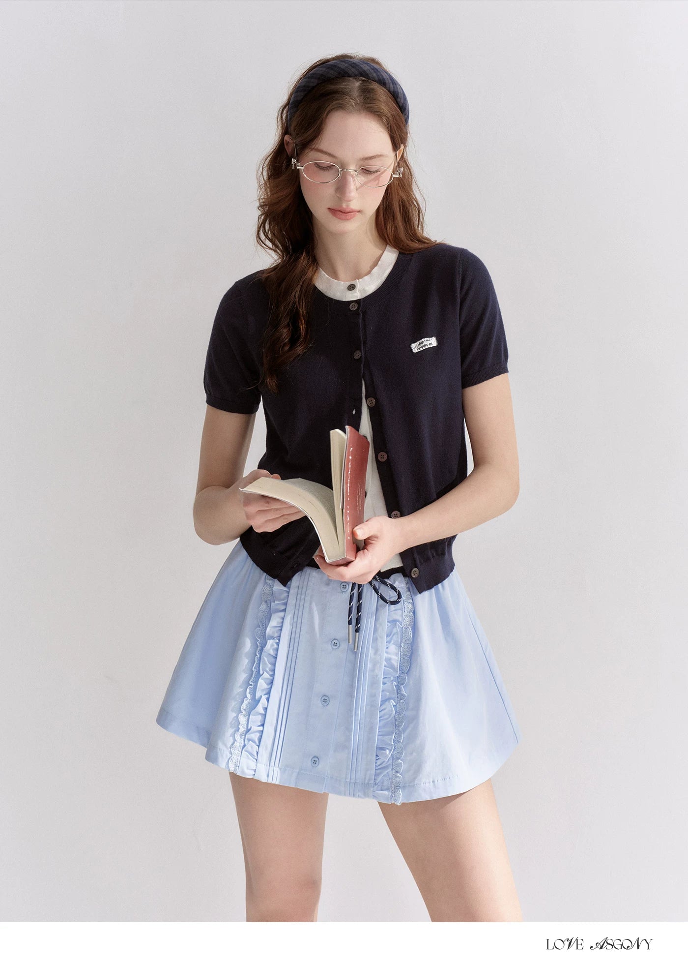 Pleated Drawstring A-line Short Skirt