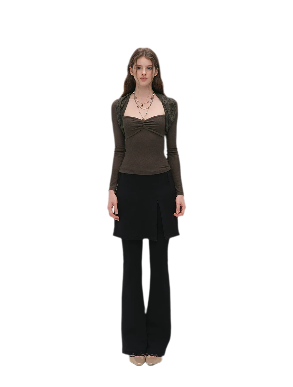Layered Skirt Flare Pants