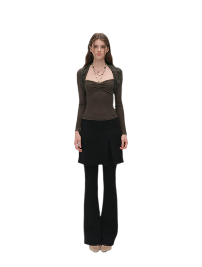 Layered Skirt Flare Pants