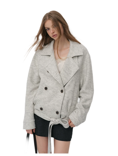 Brushed Wool Blend Short Coat