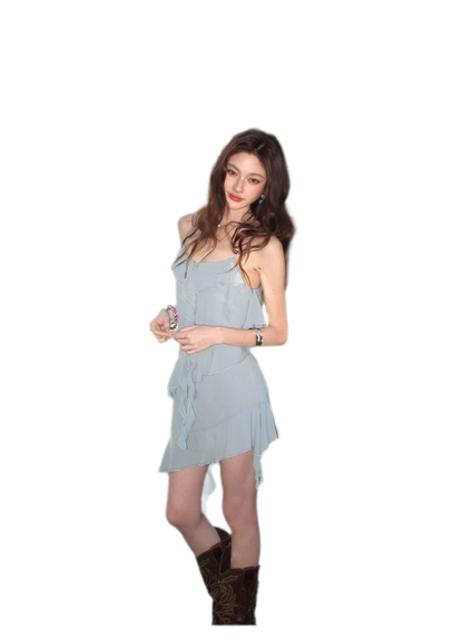 Ruffled Asymmetric Cami Dress