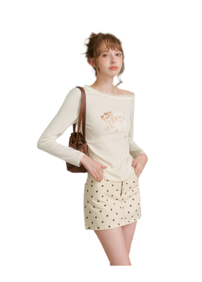 Hand-Painted Lace Trim T-Shirt
