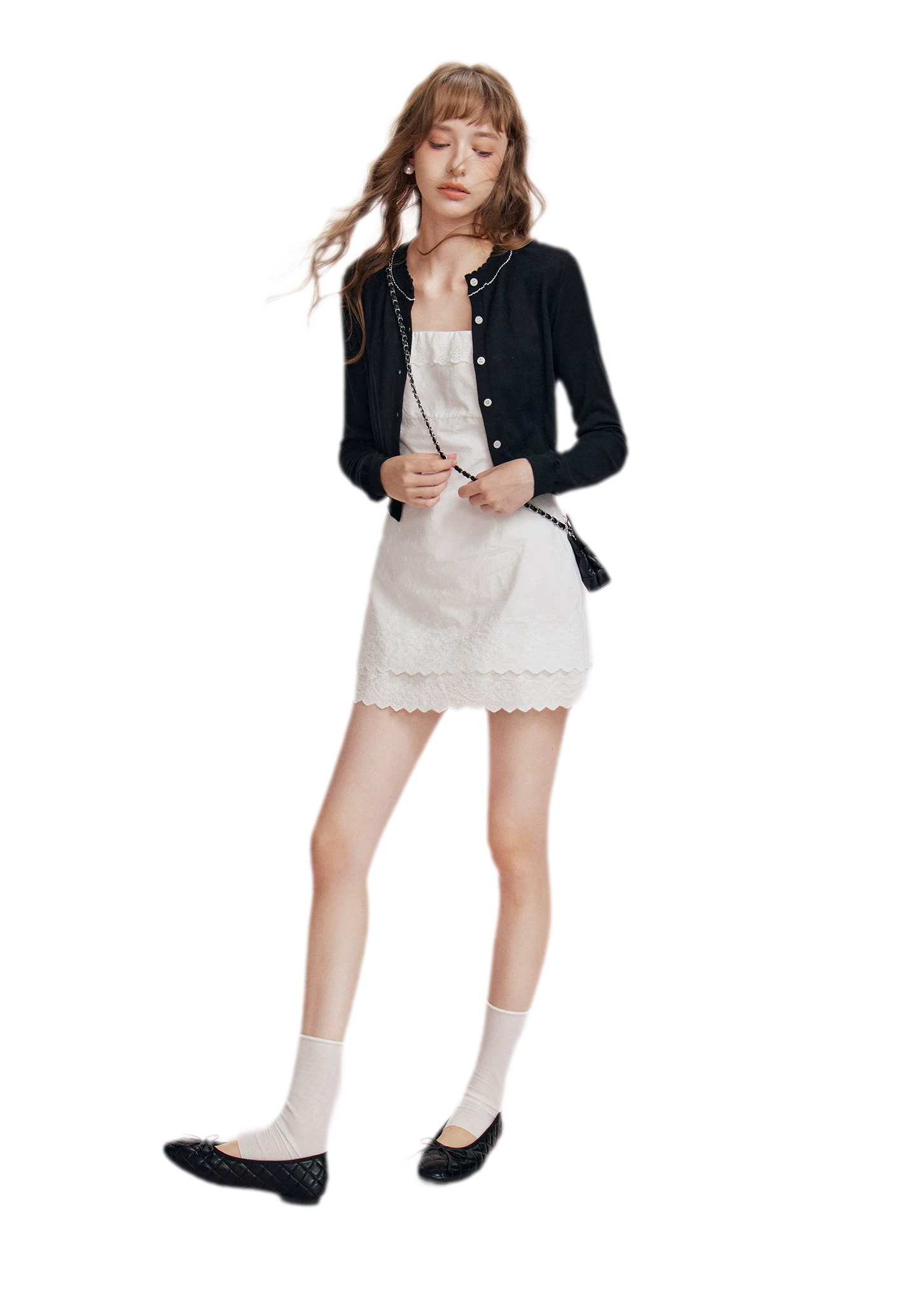 Cashmere Wave Trim Cardigan