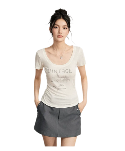 Floral U-Neck Tee
