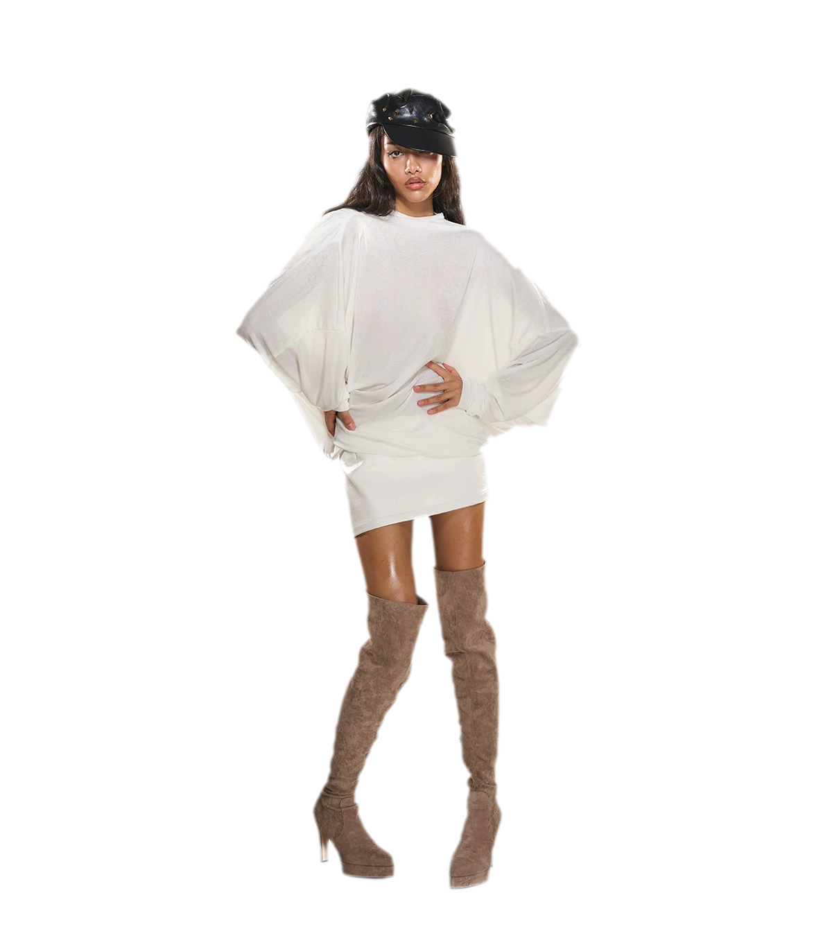 Rhinestone Open-Back Batwing Dress