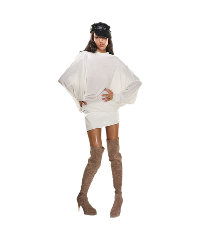 Rhinestone Open-Back Batwing Dress