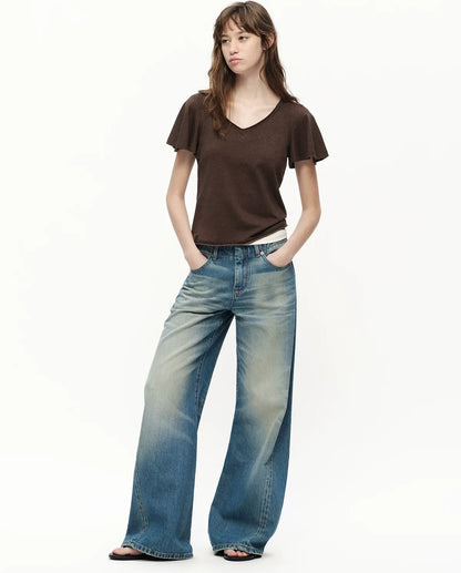 Vintage Wash Wide Jeans