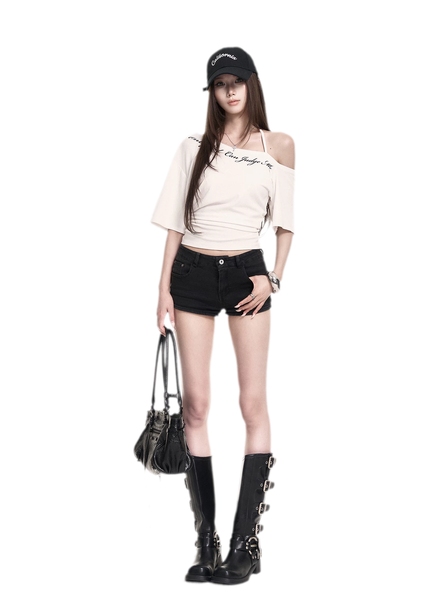 Asymmetric Halter Crop Tee
