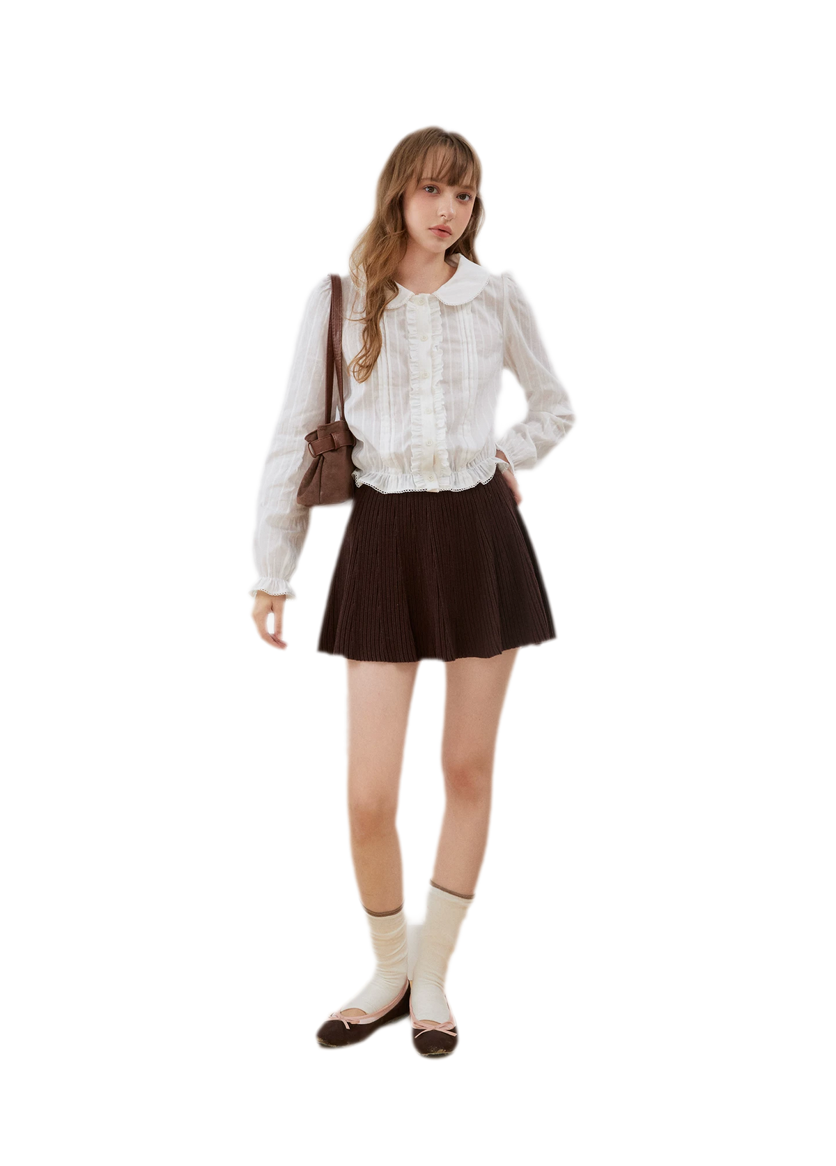 Textured Ruffle Cropped Shirt