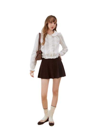 Textured Ruffle Cropped Shirt