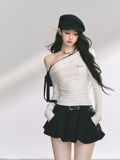 Asymmetrisches gerafftes Crop-T-Shirt